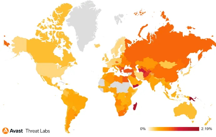 Distribution of RAT risk ratio worldwide