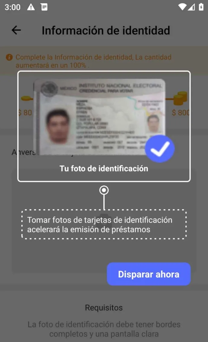 SpyLoan malware directing the victim to upload photos of their ID card