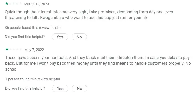 SpyLoan app reviews on the PlayStore tell a story of extreme interest rates, harassment of contacts stolen from the device and in some cases even threats of violence