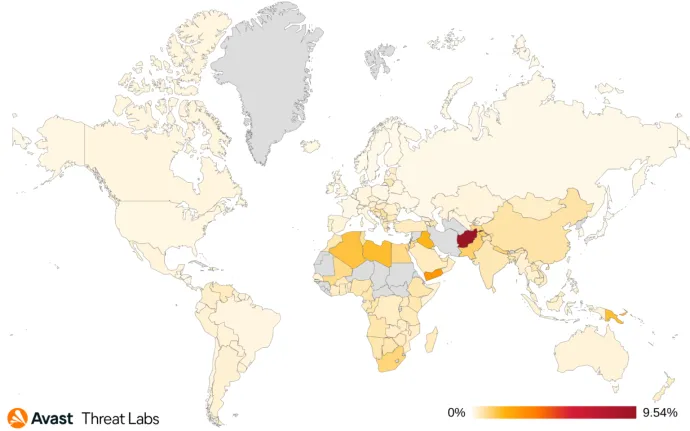 Map showing global risk ratio for RATs in Q3/2022