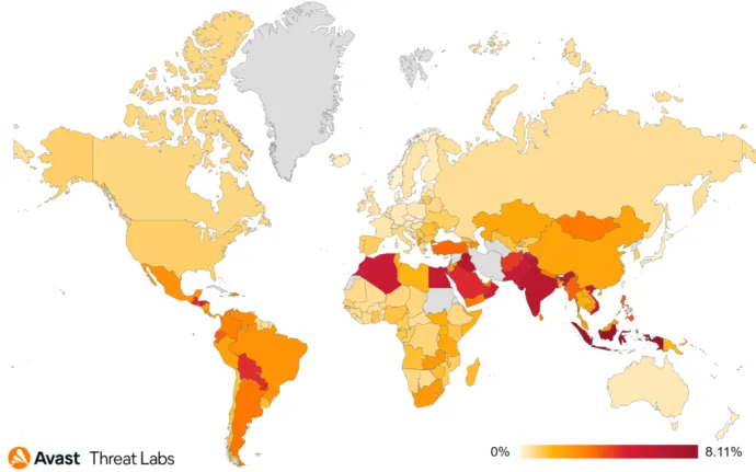 Global risk ratio for mobile adware in Q4/2022