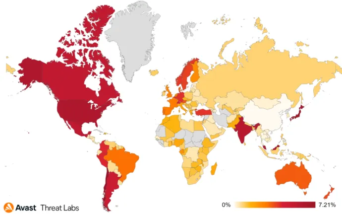 Global risk ratio for technical support scams in Q4/2022