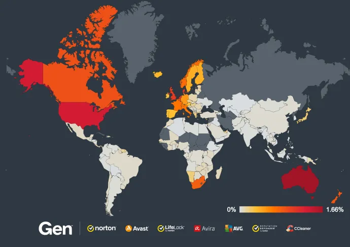 Global risk ratio for invoice scams in Q2/2024