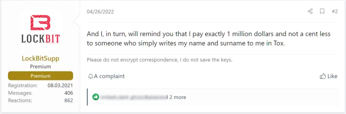 LockBitSupp challenging everyone to reveal his true name. 